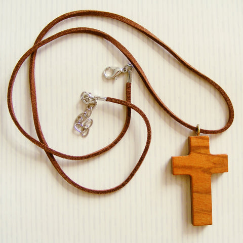 Genuine Olive Wood Cross on Cord-olive wood pendant-Serenity Gifts