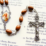 St. Dymphna Rosary - Brown Wood-Rosary Beads-Serenity Gifts
