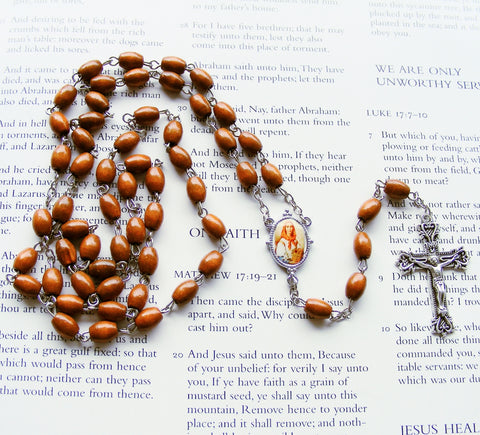 St. Dymphna Rosary - Brown Wood-Rosary Beads-Serenity Gifts