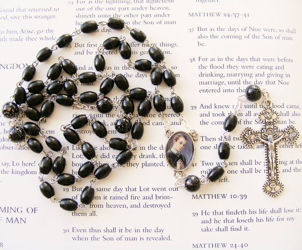St Gerard Rosary - Black Wood-Rosary Beads-Serenity Gifts