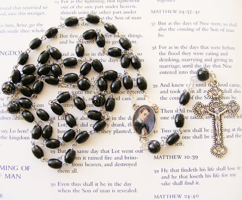 St Gerard Rosary - Black Wood-Rosary Beads-Serenity Gifts