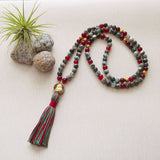 Handmade Mala Beads - Moss Agate and Red Agate-Mala Beads-Serenity Gifts