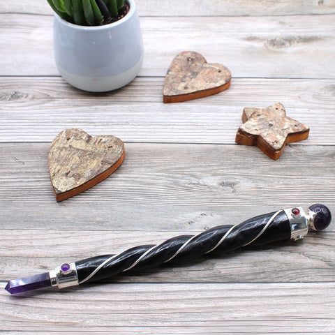 Twisted Healing Wand - Amethyst Sphere-Gemstone Wand-Serenity Gifts