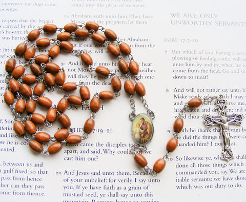 St. Joseph Rosary - Brown Wood-Rosary Beads-Serenity Gifts