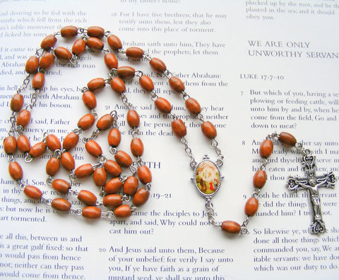 Our Lady of Knock Rosary - Brown Wood-Rosary Beads-Serenity Gifts