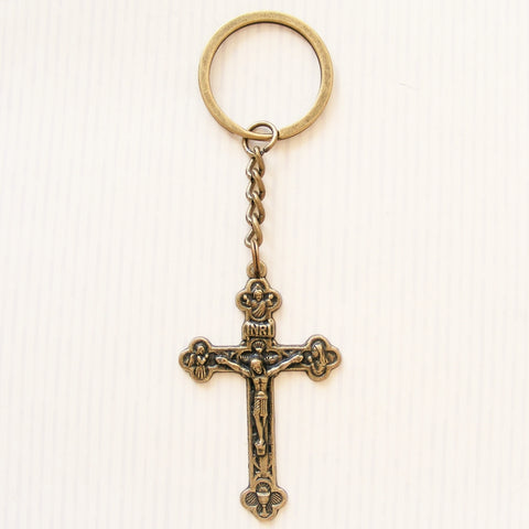Crucifix Keyring - Antique Bronze-Antique Bronze Crucifix Keyring-Serenity Gifts