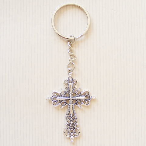 Ornate Design Cross Keyring-cross keyring-Serenity Gifts