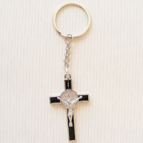 St Benedict Crucifix Keyring -Black-St Benedict keyring-Serenity Gifts