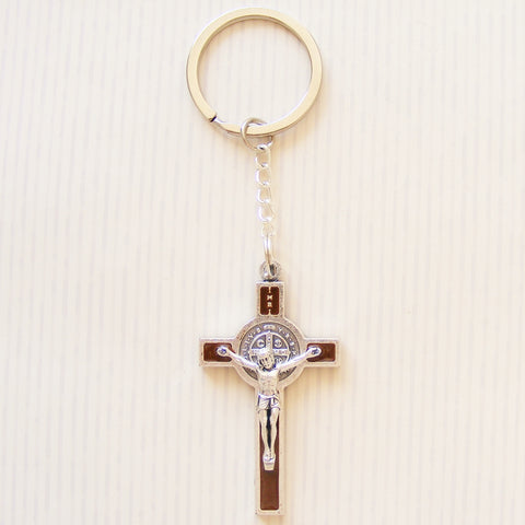St Benedict Crucifix Keyring -Brown-St Benedict keyring-Serenity Gifts