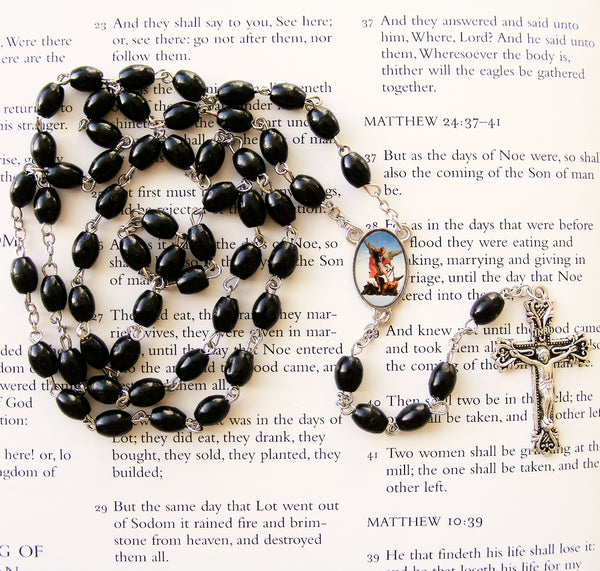 St Michael Rosary - Black Wood-Rosary Beads-Serenity Gifts
