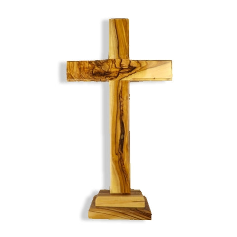Olive Wood Standing Cross - 19cm-Olive Wood Standing Cross-Serenity Gifts