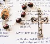 Our Lady of Perpetual Help Rosary - Brown Wood-Rosary Beads-Serenity Gifts