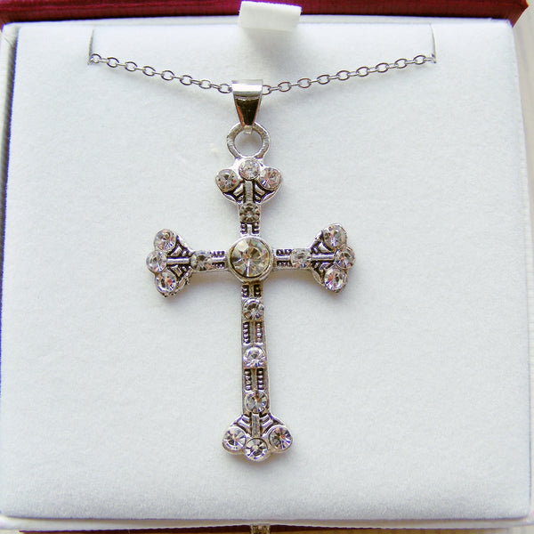 Cross Necklace - Clear-Chrisitan Necklace-Serenity Gifts