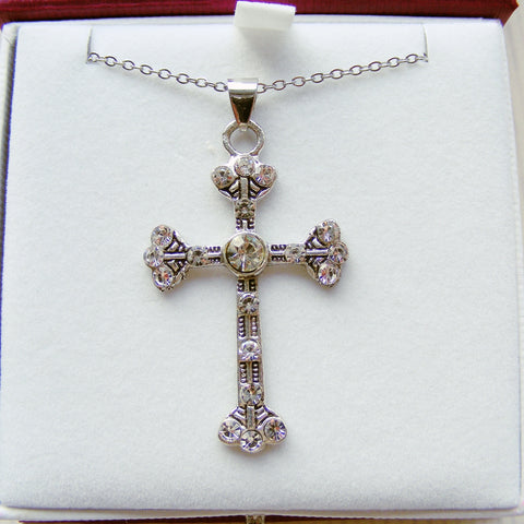 Cross Necklace - Clear-Chrisitan Necklace-Serenity Gifts