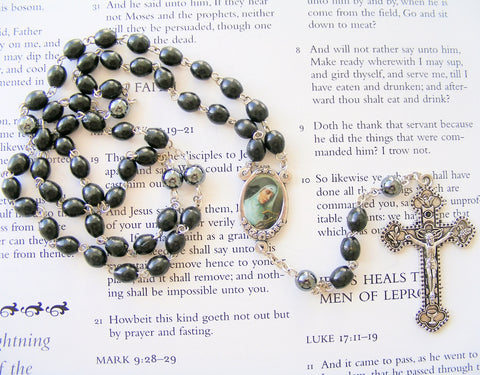 St Rita Wooden Rosary - Black-Rosary Beads-Serenity Gifts