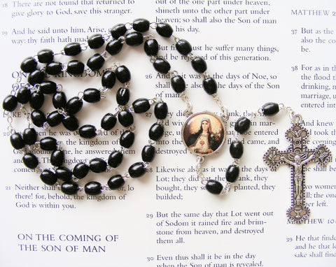 Sacred Heart of Mary Wooden Rosary-Rosary Beads-Serenity Gifts