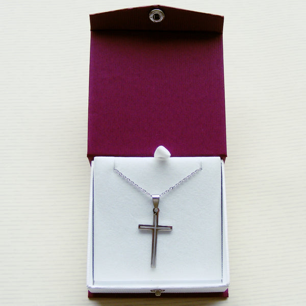 Stainless Steel Cross Necklace -Open Design-Stainless Steel Cross Necklace-Serenity Gifts