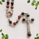 Handmade Corded Catholic Rosary - Black Onyx and Picasso Jasper-Rosary Beads-Serenity Gifts