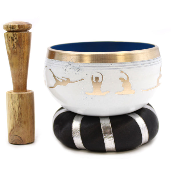 Singing Bowl Set - Yoga Moves - White/Blue-singing bowls-Serenity Gifts