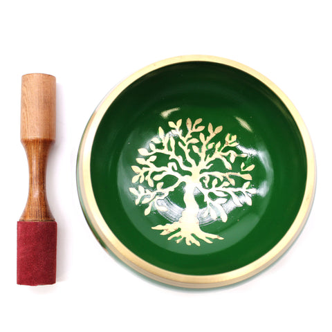 Large Singing Bowl Set - Tree of Life - Green-singing bowls-Serenity Gifts