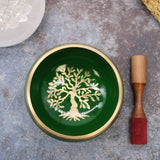 Large Singing Bowl Set - Tree of Life - Green-singing bowls-Serenity Gifts