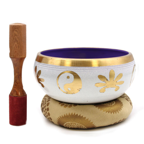 Large Singing Bowl Set - Yin & Yang - White/Purple-singing bowls-Serenity Gifts