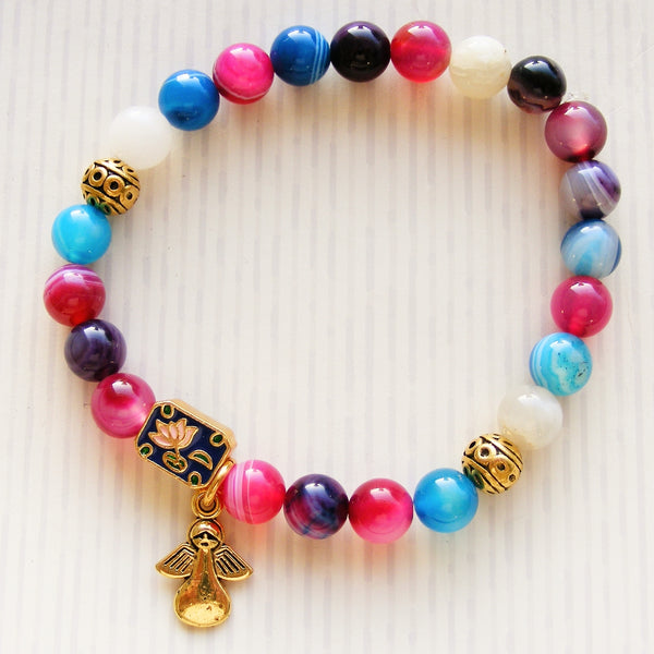 Gemstone Stretch Bracelet - Banded Agate- Angel-Jewellery-Serenity Gifts