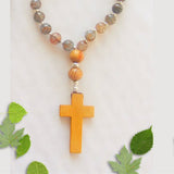 Handmade Anglican Car Rosary - Crackle Glass Brown Mix-Anglican Car Rosary-Serenity Gifts