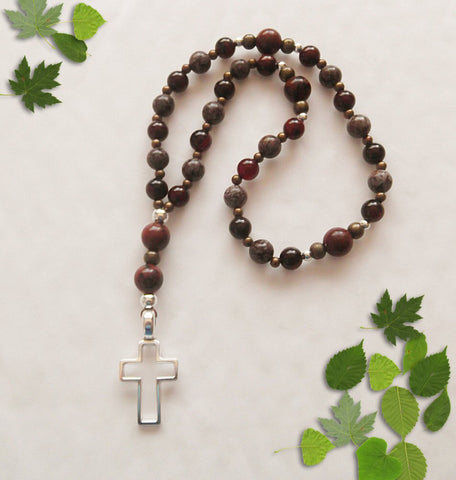 Handmade Anglican Rosary - Mahogany Obsidian, Brown Snowflake Obsidian and Banded Agate-Jewellery-Serenity Gifts