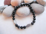 Handmade Gemstone Stretch Bracelet - Black Banded Agate-Jewellery-Serenity Gifts