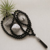 Handmade Mala Beads - Black Onyx - Crystal Pendant Point-Mala Beads-Serenity Gifts