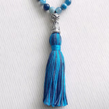 Handmade Mala Beads - Striped Banded Agate - Ocean Blue-Mala Beads-Serenity Gifts