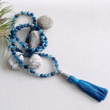 Handmade Mala Beads - Striped Banded Agate - Ocean Blue-Mala Beads-Serenity Gifts