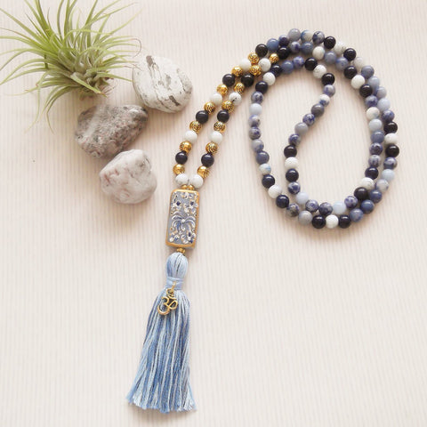 Handmade Mala Beads - Blue Spot Jasper, Blue Aventurine and Lapis Lazuli-Mala Beads-Serenity Gifts