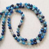 Handmade Mala Beads - Striped Banded Agate - Ocean Blue-Mala Beads-Serenity Gifts