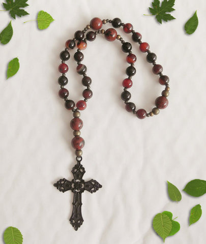 Handmade Anglican Rosary - Mahogany Obsidian and Brown Banded Agate-Jewellery-Serenity Gifts