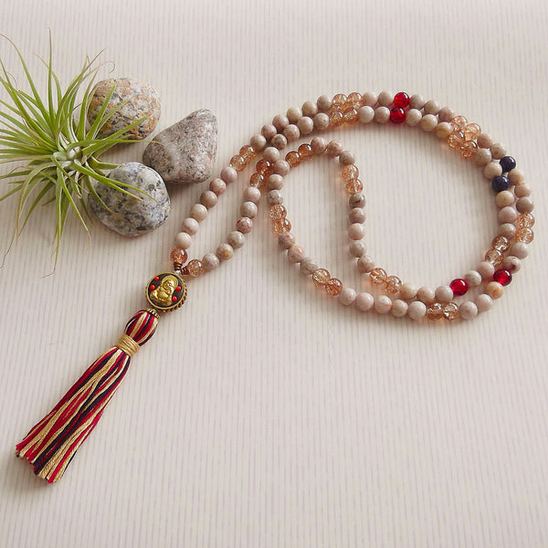 Handmade Mala Beads - Fossil Crinoid-Mala Beads-Serenity Gifts