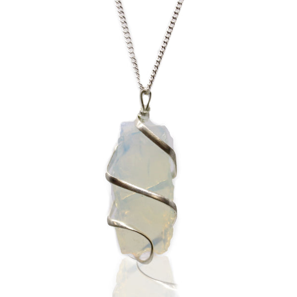 Cascade Wrapped Gemstone Necklace - Rough Opalite-Gemstone Necklace-Serenity Gifts