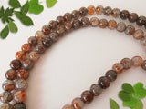 Handmade Mala Beads - Crackle Glass - Brown Mix with Ohm Charm-Mala Beads-Serenity Gifts
