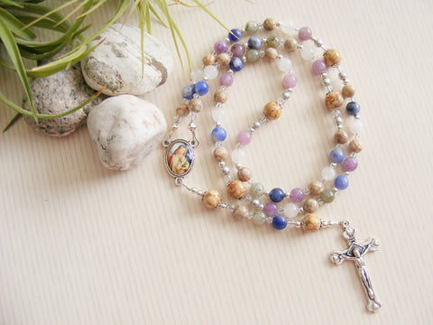 Handmade Rosary 6mm Lepidolite - Archangel Gabriel-Rosary Beads-Serenity Gifts