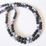 Handmade Mala Beads - Black Onyx and Silver Smoke Jasper-Mala Beads-Serenity Gifts