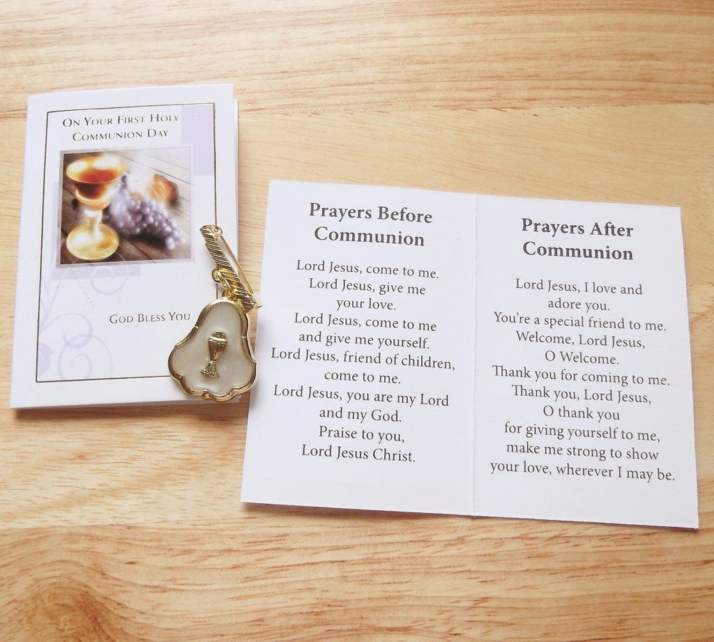 First Communion Brooch Catholic First Holy Communion Medal/ Brooch in Wallet UK – Serenity Gifts
