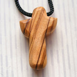 Genuine Olive Wood Holding Cross on Cord-olive wood pendant-Serenity Gifts