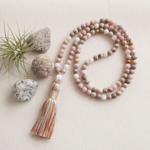 Handmade Mala Beads - Plum Blossom Jasper-Mala Beads-Serenity Gifts