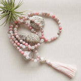 Handmade Mala Beads - Pink Rhodonite, White and Pink Jade-Mala Beads-Serenity Gifts