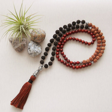 Handmade Mala Beads - Rudraksha and Rosewood Beads-Mala Beads-Serenity Gifts