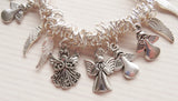 Silver Plated Elasticated Chain Bracelet with Angel Charms-Stretch Bracelet-Serenity Gifts