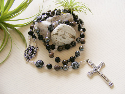 Handmade Rosary - Snowflake Obsidian-Rosary Beads-Serenity Gifts