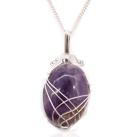 Swirl Wrapped Gemstone Necklace - Amethyst-Gemstone Necklace-Serenity Gifts