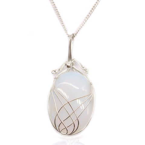 Swirl Wrapped Gemstone Necklace - Opalite-Gemstone Necklace-Serenity Gifts